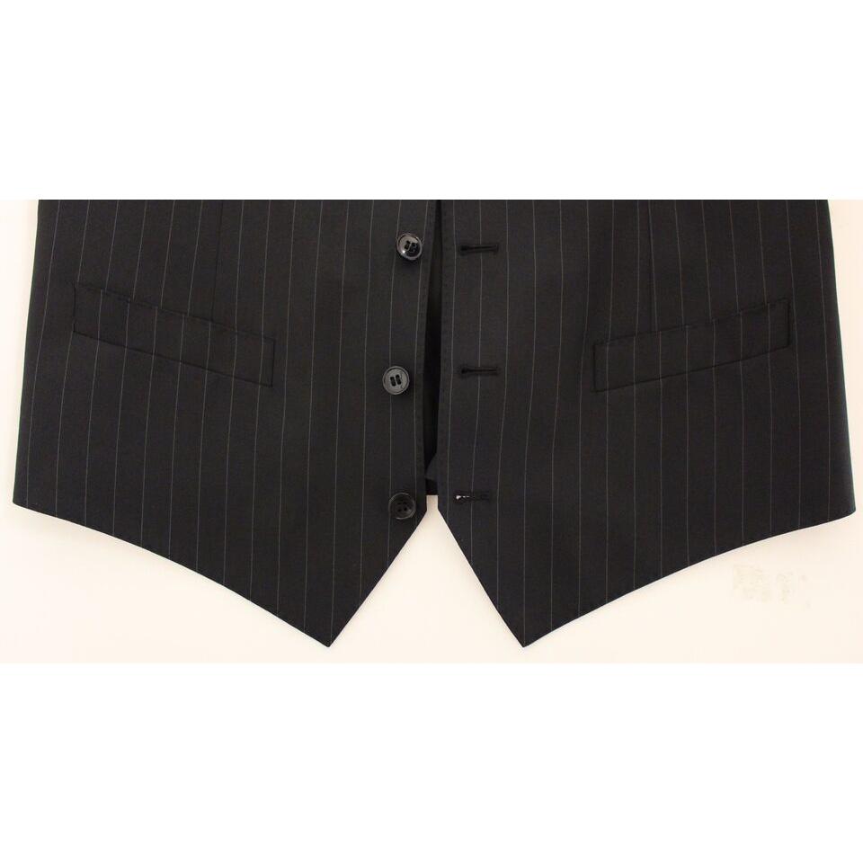 Dolce & GabbanaChic Black Striped Wool Silk Dress VestMcRichard Designer Brands£179.00