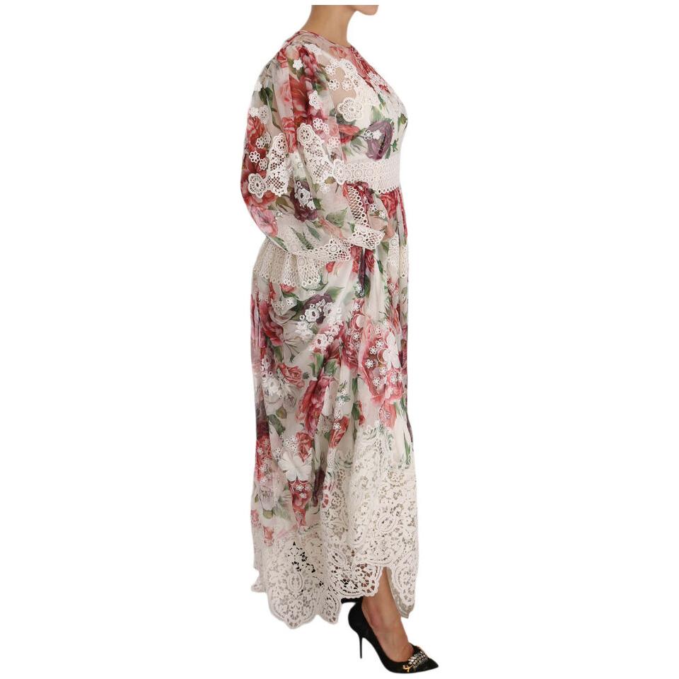 Dolce & Gabbana Elegant Floral Maxi Dress with Silk Lining multicolor-floral-silk-maxi-a-line-shift-dress