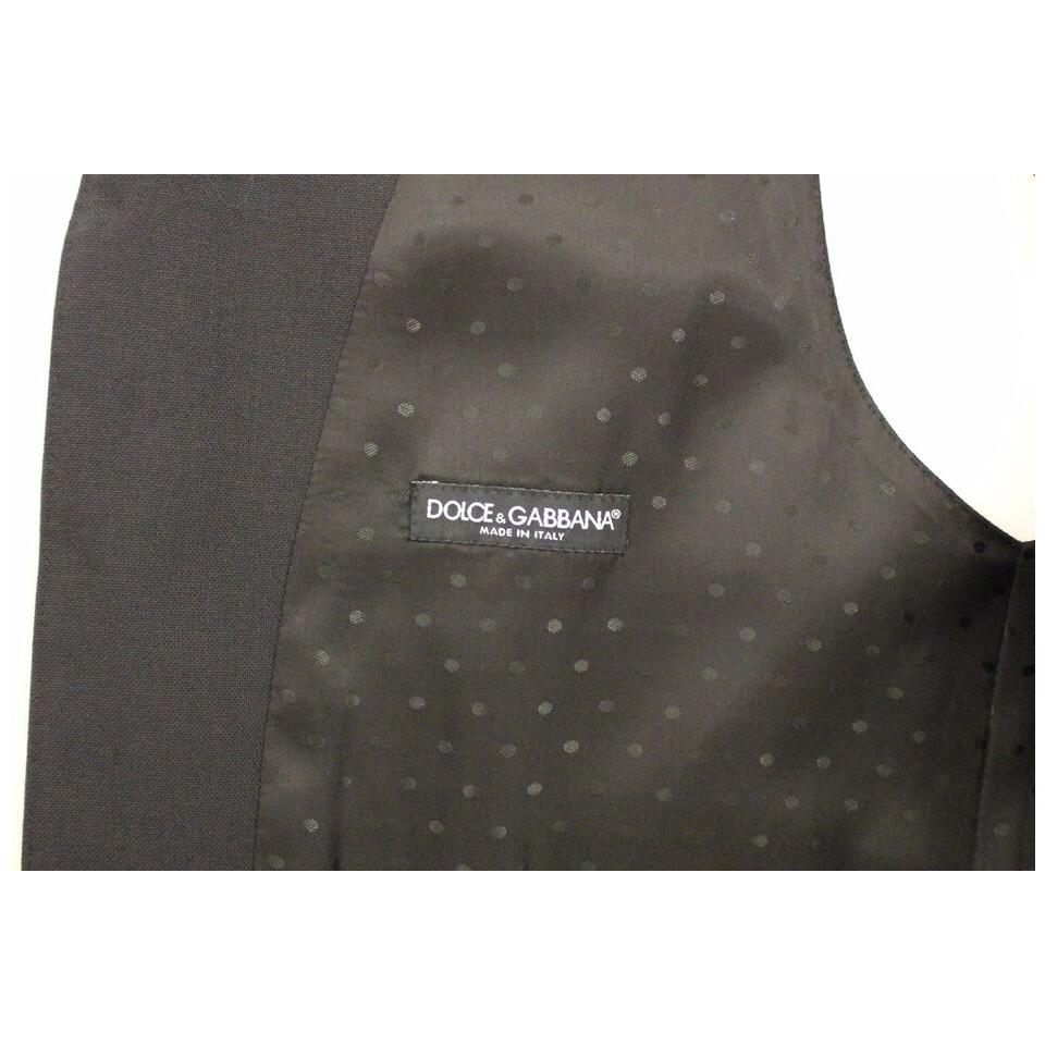 Dolce & Gabbana Elegant Black Wool Silk Dress Vest black-wool-silk-stretch-dress-vest-blazer-1