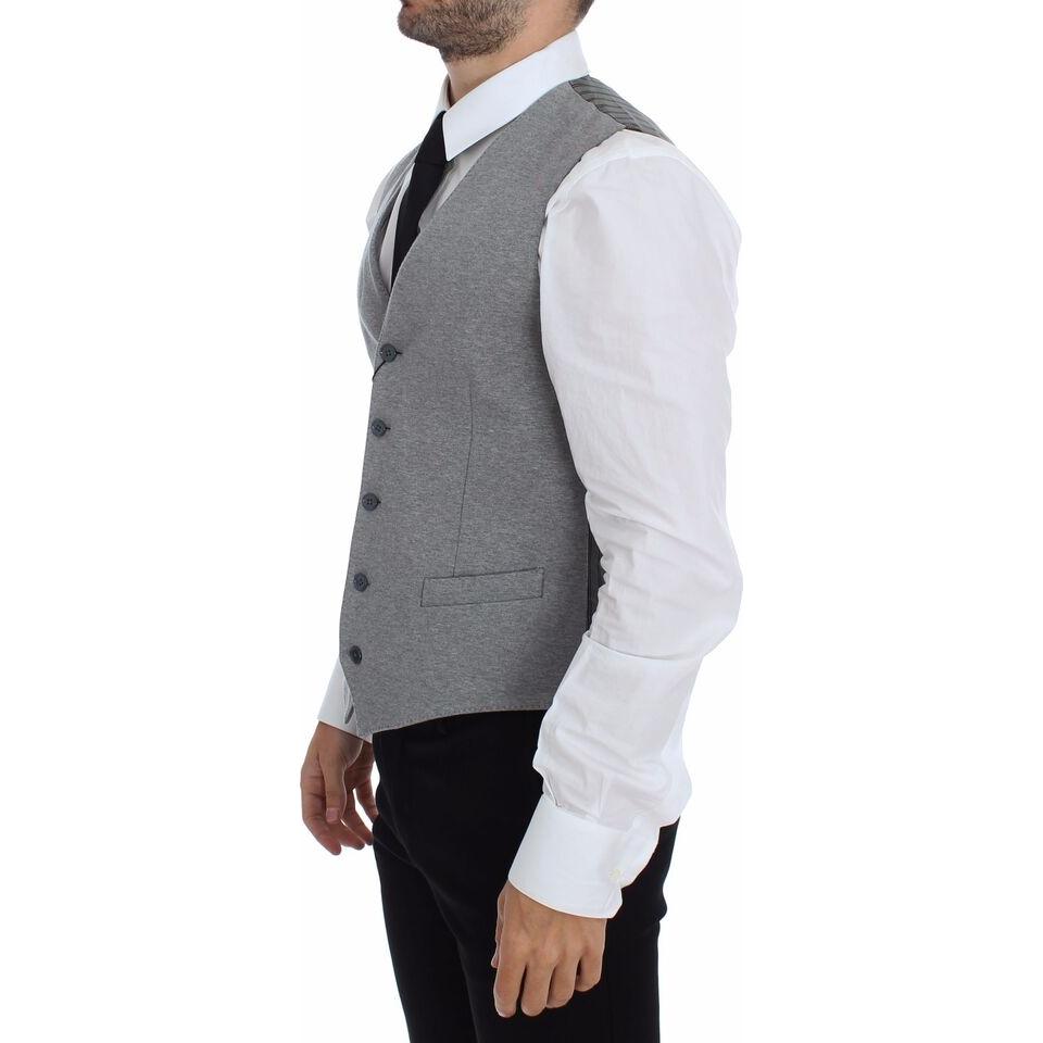 Dolce & Gabbana Elegant Gray Cotton Stretch Dress Vest gray-cotton-stretch-dress-vest-blazer