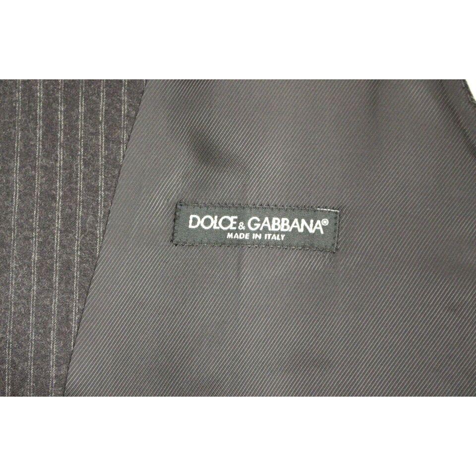 Dolce & Gabbana Elegant Gray Striped Wool Dress Vest gray-striped-wool-single-breasted-vest
