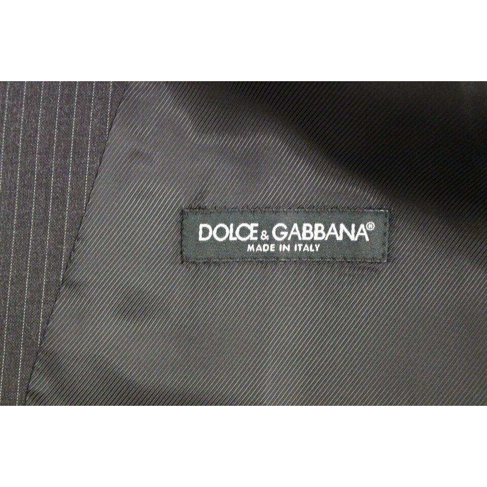 Dolce & Gabbana Elegant Gray Striped Dress Vest gray-striped-wool-single-breasted-vest-3