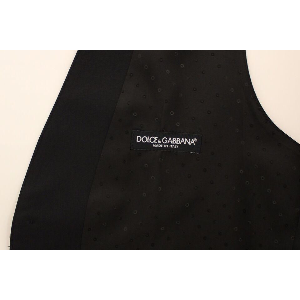 Dolce & Gabbana Elegant Silk-Wool Black Dress Vest black-wool-silk-stretch-dress-vest-blazer