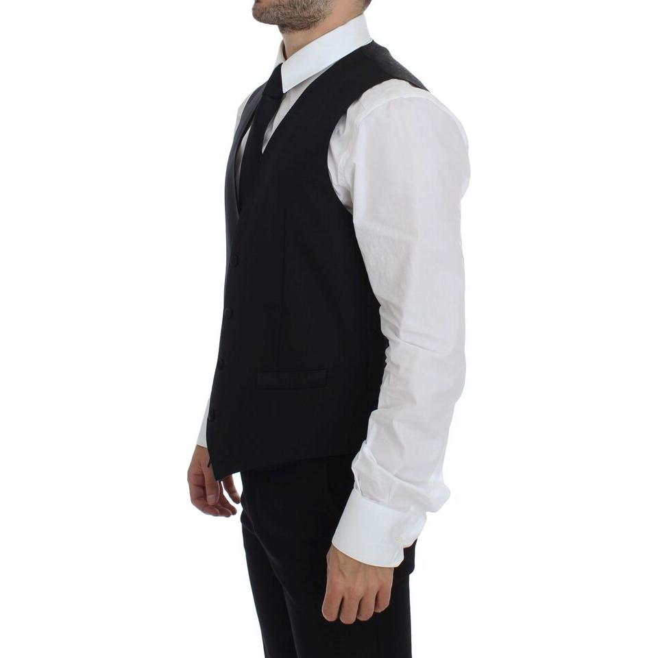 Dolce & GabbanaElegant Black Wool Silk Dress VestMcRichard Designer Brands£189.00