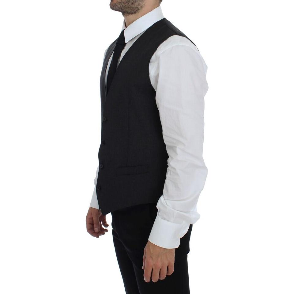 Dolce & Gabbana Elegant Gray Wool Formal Dress Vest gray-wool-formal-dress-vest-gilet-weste