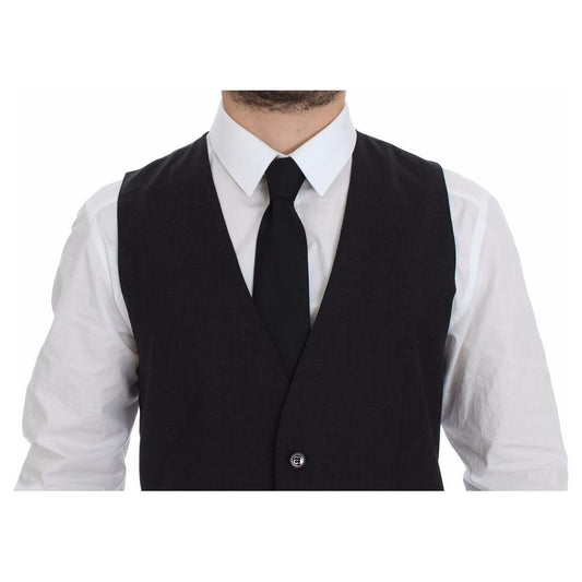 Dolce & Gabbana Sleek Gray Wool Dress Vest gray-slim-fit-button-front-dress-formal-vest