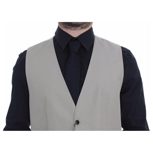 Dolce & Gabbana | Elegant Beige Cotton Silk Dress Vest| McRichard Designer Brands   
