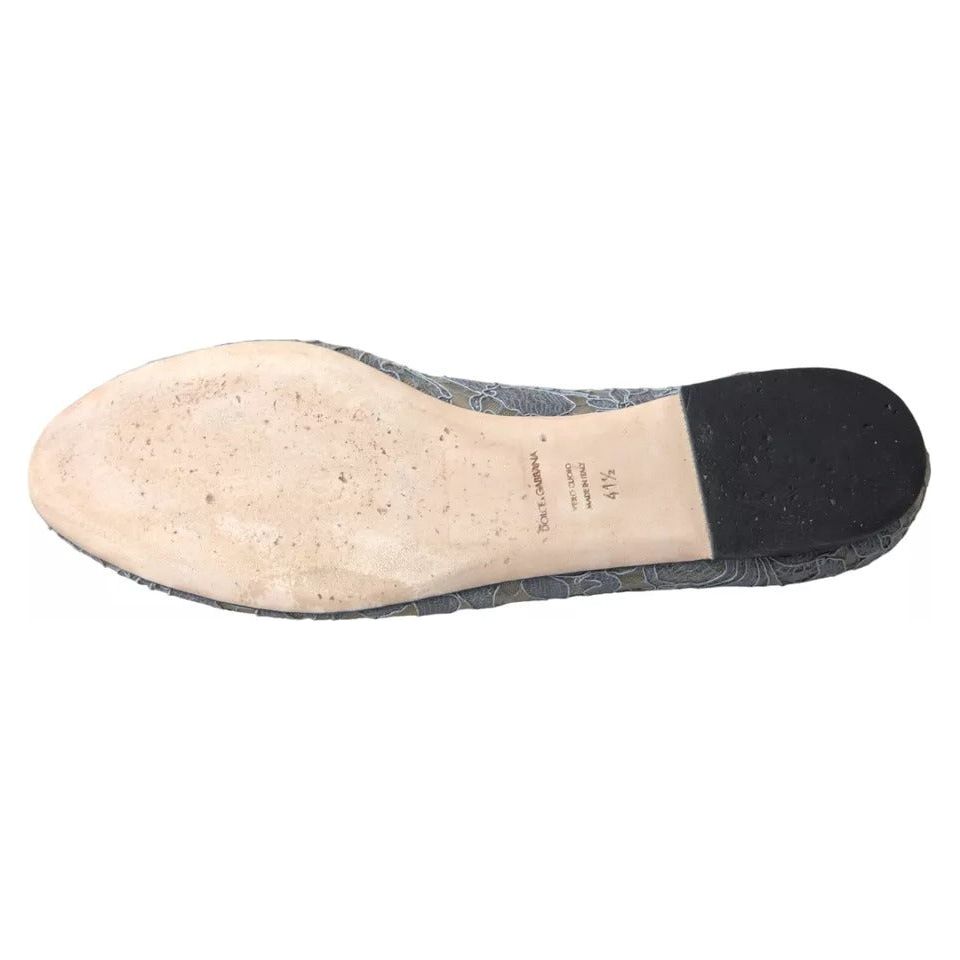 Gray Taormina Lace Slip On Flats Shoes