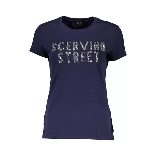 Scervino Street | Sparkling Crew Neck Tee in Blue| McRichard Designer Brands   