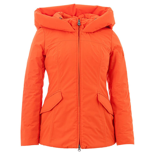 Peuterey | Chic Maxi Hooded Quilted Orange Jacket| McRichard Designer Brands   