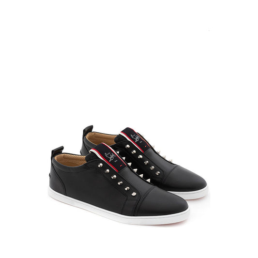Christian Louboutin | F.A.V Fique a Vontade Sneaker in Black Leather| McRichard Designer Brands   