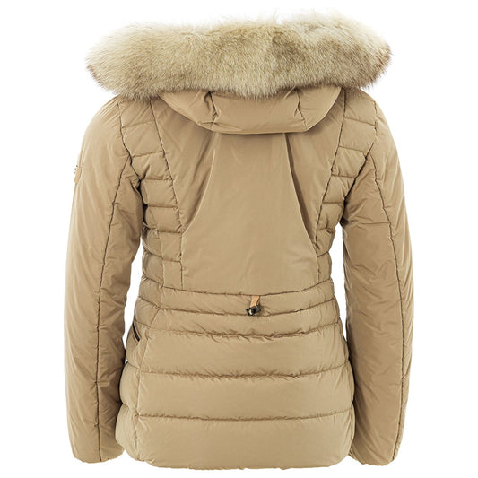 Peuterey | Beige Quilted Fur-Collar Jacket| McRichard Designer Brands   