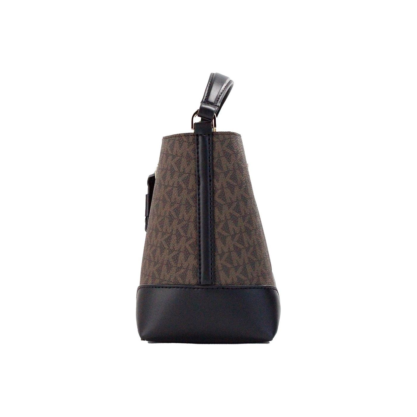 Michael Kors | Mercer Small Brown Black Signature Leather Bucket Crossbody Bag| McRichard Designer Brands   