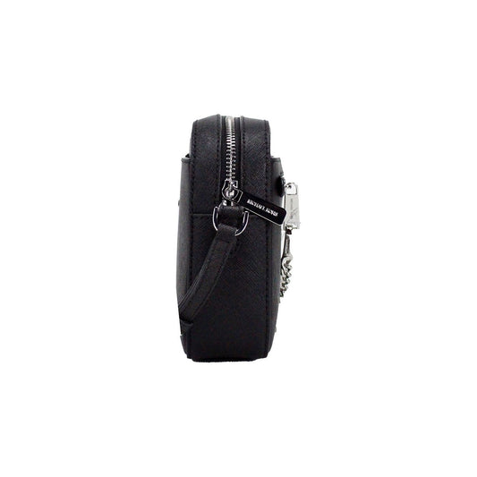 Michael Kors | Jet Set East West Large Black Leather Zip Chain Crossbody Bag| McRichard Designer Brands   