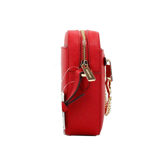 Michael Kors | Jet Set Large East West Bright Red Leather Zip Chain Crossbody Bag| McRichard Designer Brands   