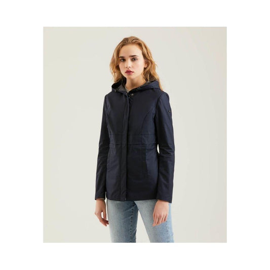 Refrigiwear Chic Blue Polyester Jacket with Zip and Button Detail chic-blue-polyester-jacket-with-zip-and-button-detail