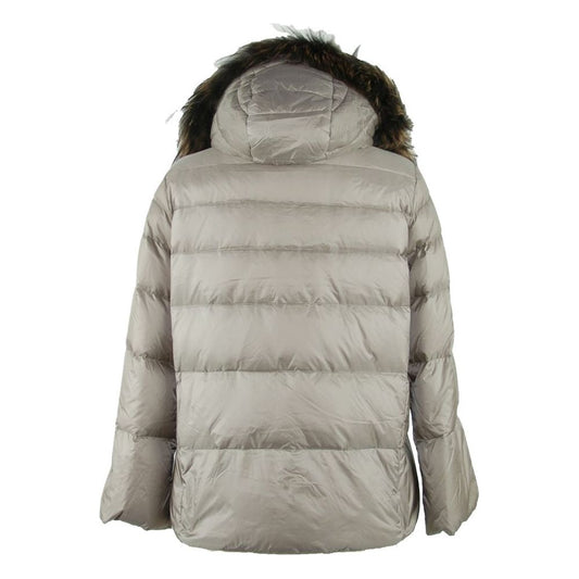 Emilio Romanelli Elegant Gray Polyamide Fur-Trimmed Coat gray-polyamide-jacket-5
