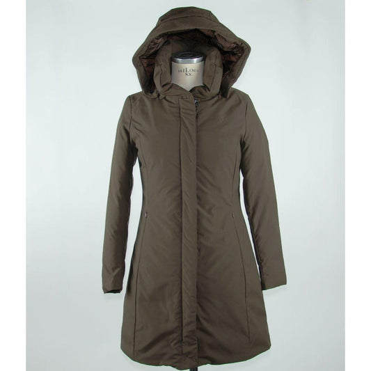 Emilio Romanelli Elegant Brown Polygon Jacket with Hood brown-polyester-jackets-coat-4