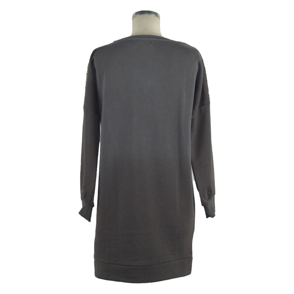 Chic Long Sleeve Sweatshirt Dress in Gray