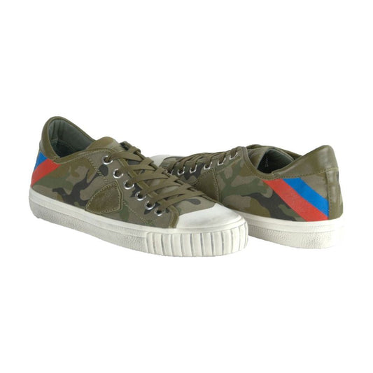 Gare L U Bandes Camou Vert Leather Sneakers