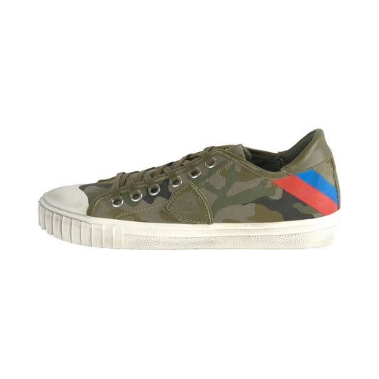 Gare L U Bandes Camou Vert Leather Sneakers