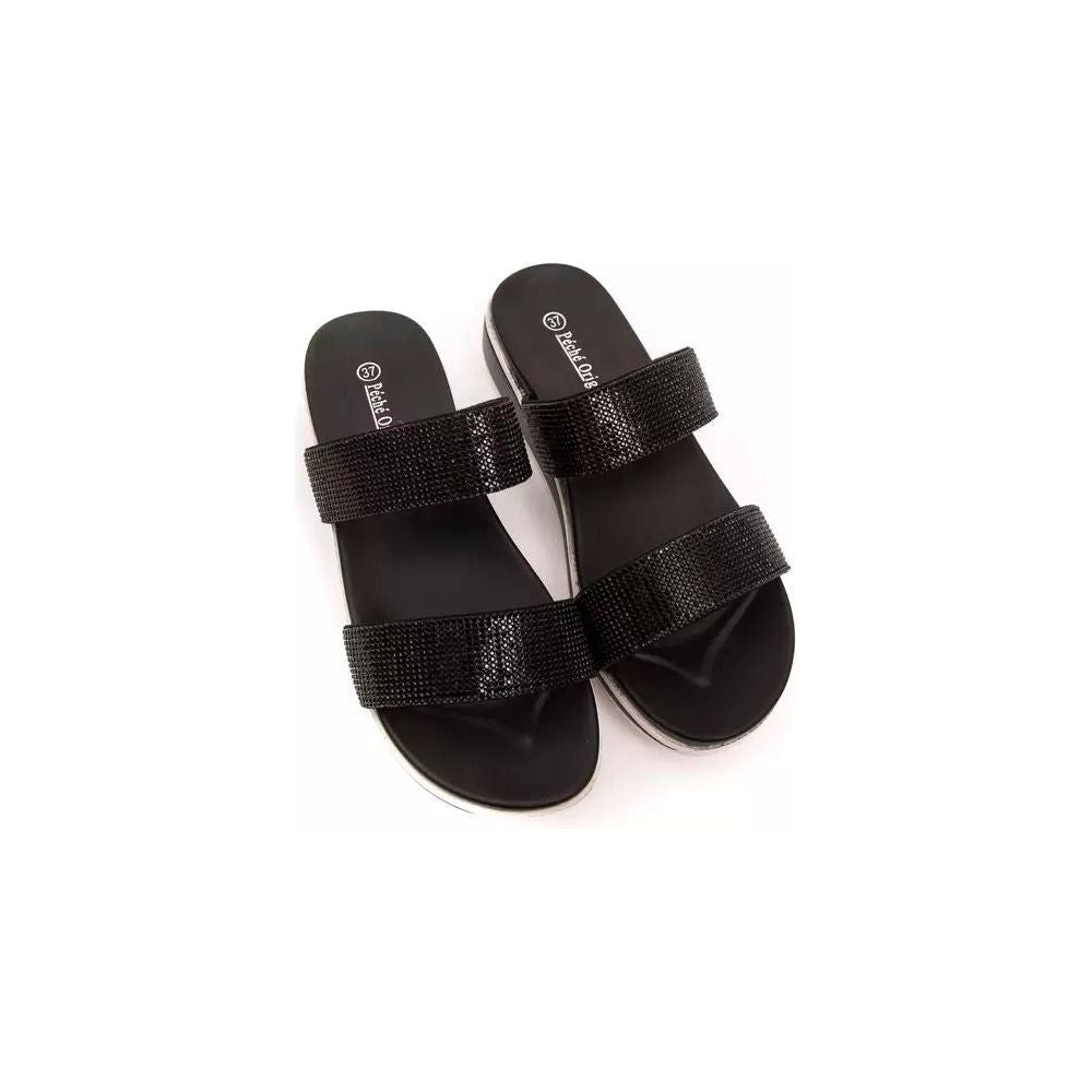 Chic Rhinestone Twin-Strap Low Sandals