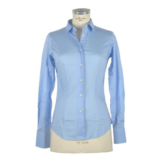 Made in Italy Elegant Light Blue Slim Fit Blouse elegant-light-blue-slim-fit-blouse