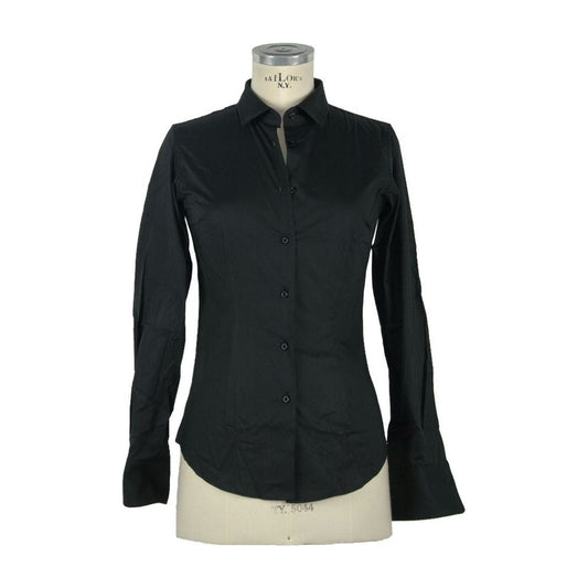 Made in Italy Chic Slim Fit Italian Women's Blouse black-cotton-shirt-11