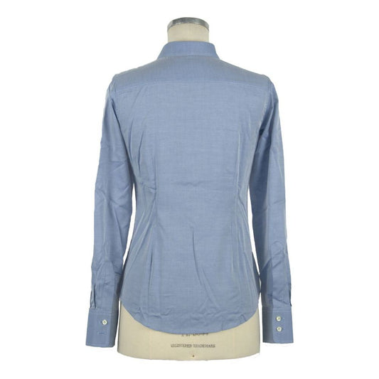 Made in Italy Elegant Slim Fit Long Sleeve Blouse blue-cotton-shirt-71