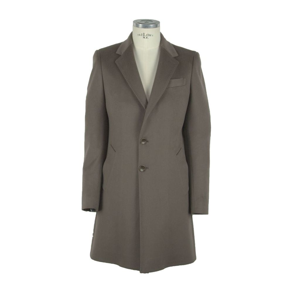 Made in Italy Elegant Italian Wool Coat in Rich Brown Hue brown-virgin-wool-jacket-1