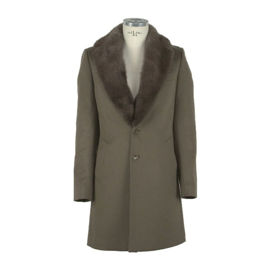 Made in Italy Elegant Italian Wool Mink Coat brown-virgin-wool-jacket