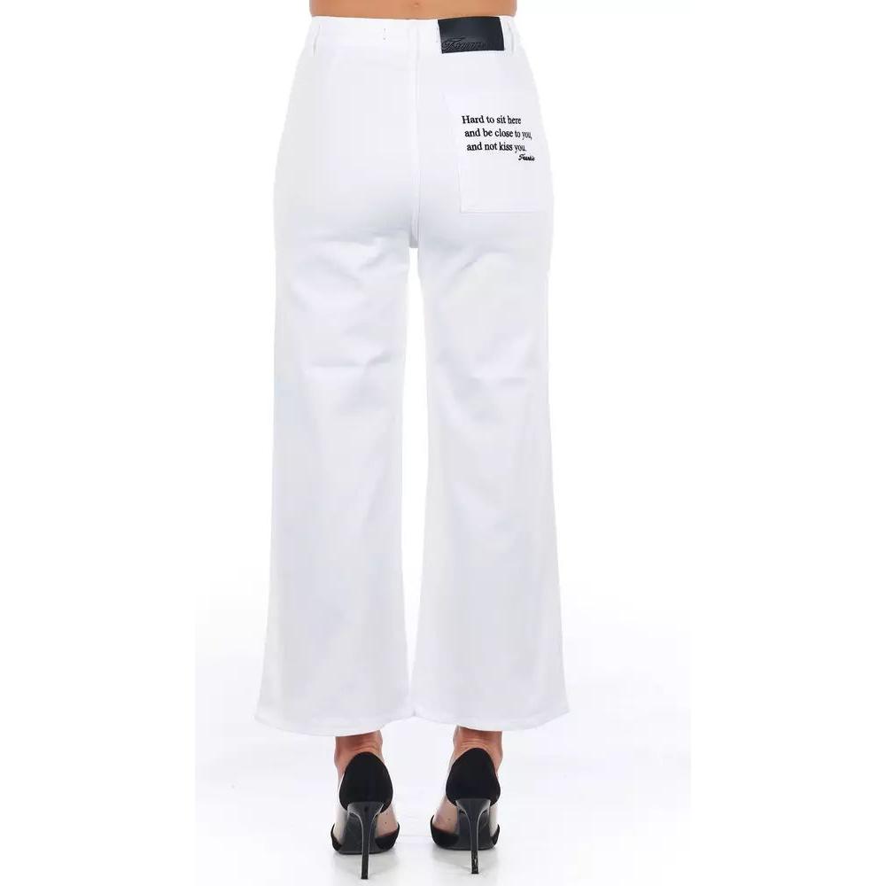 Frankie Morello Elevated Elegance White Cropped Trousers wbrilliantwhite-jeans-pant