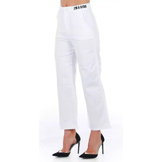 Frankie Morello | Elevated Elegance White Cropped Trousers| McRichard Designer Brands   