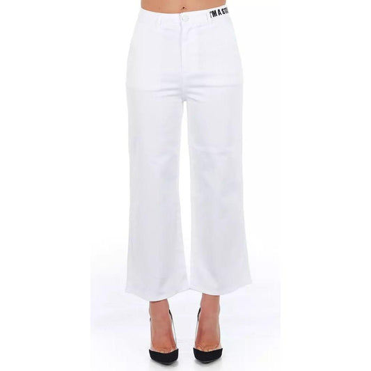 Frankie Morello | Elevated Elegance White Cropped Trousers| McRichard Designer Brands   