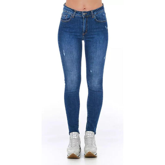 Frankie Morello Stylish Worn Wash Denim Jeans blue-jeans-pant-6