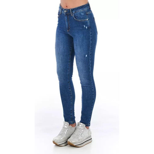 Frankie Morello Stylish Worn Wash Denim Jeans blue-jeans-pant-6