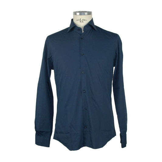 Made in Italy Italian Elegance: Chic Long Sleeve Cotton Shirt blue-cotton-shirt-67