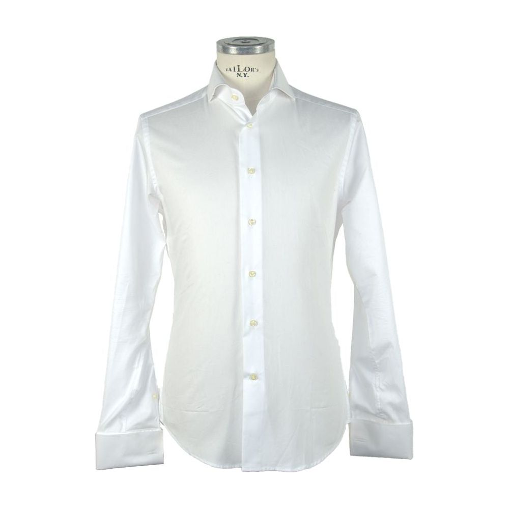 Made in Italy Elegant Ceremony White Cotton Shirt white-cotton-shirt-24