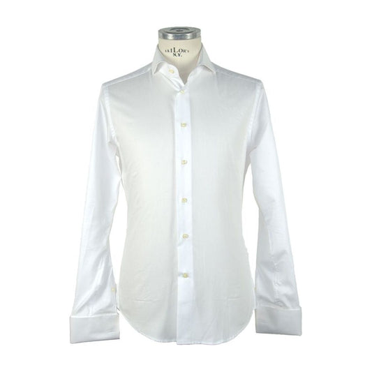Made in Italy Elegant Ceremony White Cotton Shirt white-cotton-shirt-24