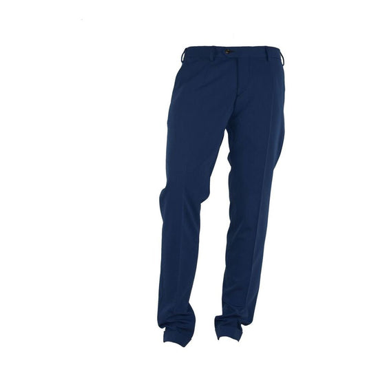 Made in Italy Elegant Blue Trousers for Sophisticated Men blue-polyester-trousers