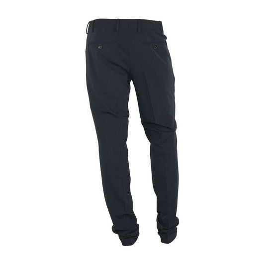 Made in Italy Elegant Black Trousers for the Modern Man black-polyester-trousers-1