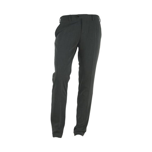 Made in Italy Elegant Italian Gray Trousers for Men gray-polyester-trousers