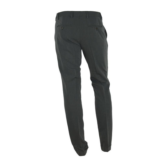 Made in Italy Elegant Italian Gray Trousers for Men gray-polyester-trousers
