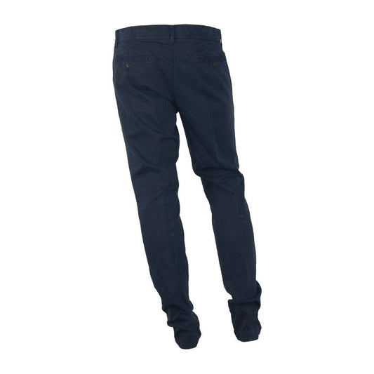 Made in Italy Elegant Blue Winter Trousers blue-cotton-trousers-3