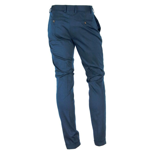 Made in Italy Elegant Summer Cotton Blend Trousers blue-cotton-trousers