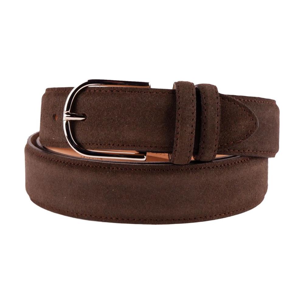 Elegant Brown Suede Calfskin Belt