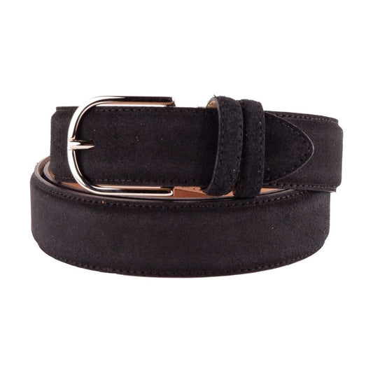 Made in Italy Elegant Black Suede Calfskin Belt black-calfskin-belt