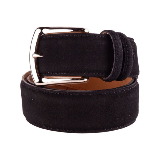 Made in Italy Elegant Suede Calfskin Men's Belt black-belt-12