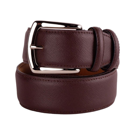 Made in Italy Elegant Saffiano Calfskin Leather Belt brown-belt