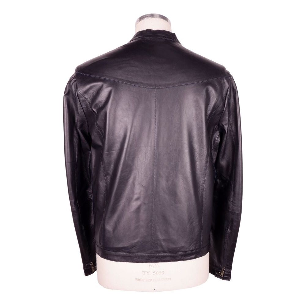 Emilio RomanelliSleek Black Genuine Leather JacketMcRichard Designer Brands£239.00